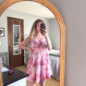 Summer/Spring Pink Floral Mini Dress